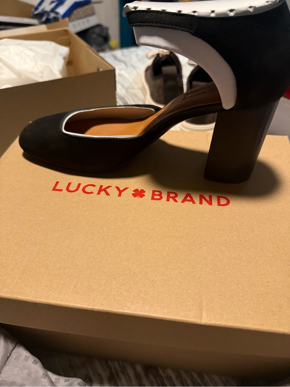 Lucky Brand Black and White Block Heel Mary Jane Pumps